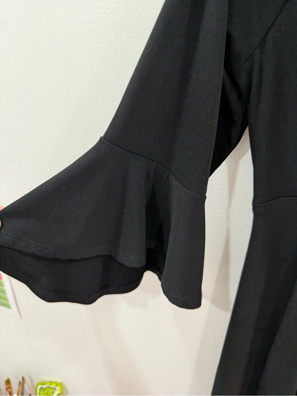 Connected Apparel Black Cowl-Neck Midi Dress with Side Draping Size 10 - Picture 3 of 7
